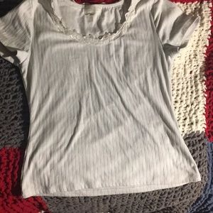 Cute dainty white top with white lace trim